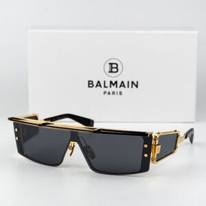 Balmain Women Sunglasses Gold Black Flash Grey Shield WONDER BOY -  III BPS-127